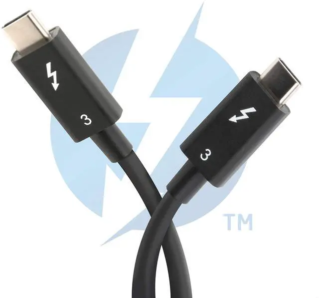 Alt view image 2 of 7 - Plugable Thunderbolt 3 Cable 40Gbps Supports 100W (20V, 5A) Charging, 2.6ft / 80cm Thunderbolt-Certified USB C Compatible - Driverless