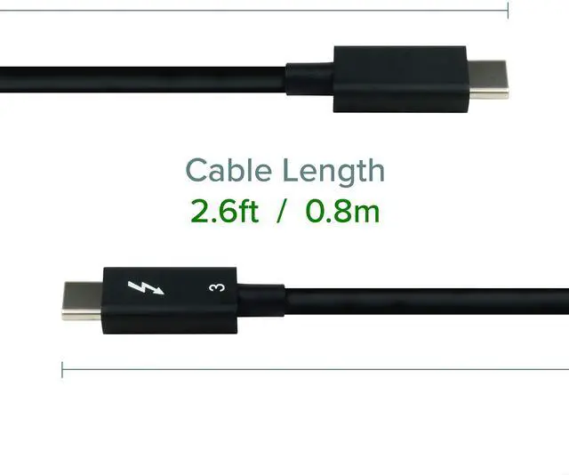 Alt view image 4 of 7 - Plugable Thunderbolt 3 Cable 40Gbps Supports 100W (20V, 5A) Charging, 2.6ft / 80cm Thunderbolt-Certified USB C Compatible - Driverless