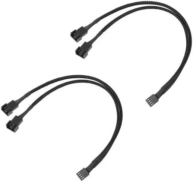Main image of 3 Way 4-Pin PWM Fan Splitter Cable 2-Pack, 12 Inches PC Fan Splitter 1 to 2 Converter Extension Cable, for Computer ATX Case 4-Pin/3-Pin Cooling, Black