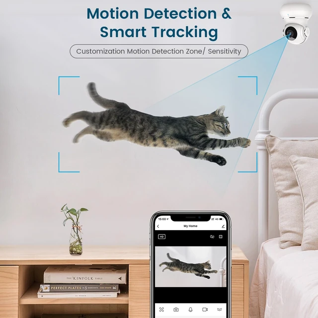 Alt view image 4 of 7 - Security Camera Indoor 2K, 360 Pan/Tilt Cameras for Home Security with Motion Detection, Baby Monitor for Pet/Dog with Night Vision, 2.4GHz WiFi Cam with Phone App & 2-Way Audio