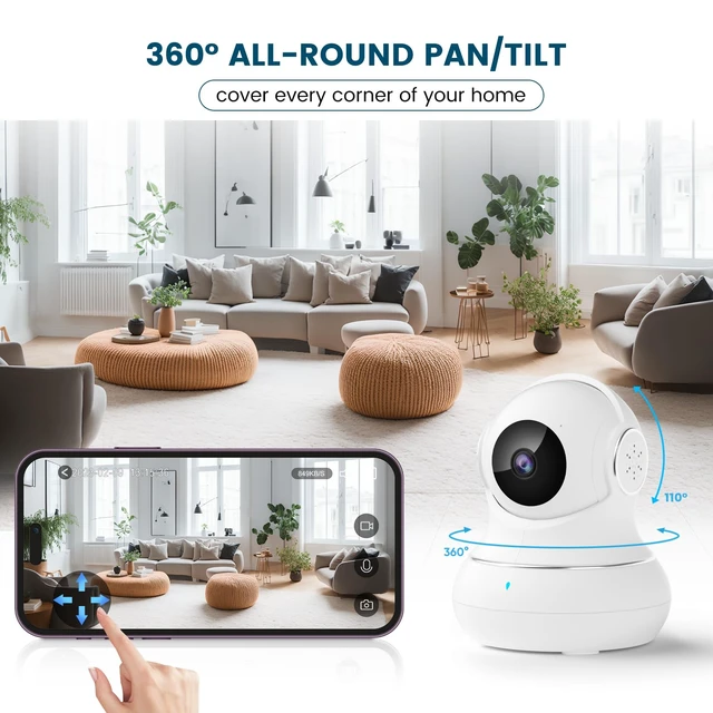 Alt view image 2 of 7 - Security Camera Indoor 2K, 360 Pan/Tilt Cameras for Home Security with Motion Detection, Baby Monitor for Pet/Dog with Night Vision, 2.4GHz WiFi Cam with Phone App & 2-Way Audio