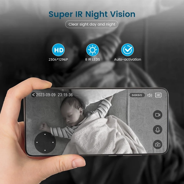 Alt view image 7 of 7 - Security Camera Indoor 2K, 360 Pan/Tilt Cameras for Home Security with Motion Detection, Baby Monitor for Pet/Dog with Night Vision, 2.4GHz WiFi Cam with Phone App & 2-Way Audio