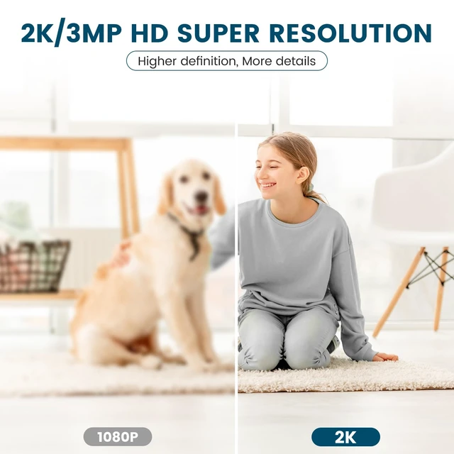 Alt view image 3 of 7 - Security Camera Indoor 2K, 360 Pan/Tilt Cameras for Home Security with Motion Detection, Baby Monitor for Pet/Dog with Night Vision, 2.4GHz WiFi Cam with Phone App & 2-Way Audio