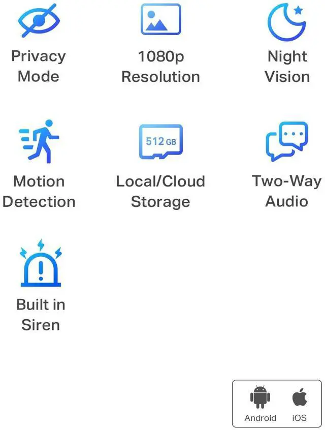 Alt view image 2 of 7 - Tapo 1080P Indoor Security Camera for Baby Monitor, Dog Camera w/Motion Detection, 2-Way Audio Siren, Night Vision, Cloud & SD Card Storage, Works w/Alexa & Google Home (Tapo C100)
