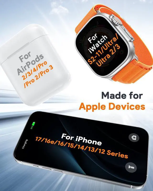 Alt view image 4 of 7 - HERRBOLPRO 3 in 1 Charging Station for Apple Compatible with Magsafe Charger Stand for iPhone 17 16 15 14 13 12 Wireless Charging Station for AirPods Wireless Charger for iWatch Series