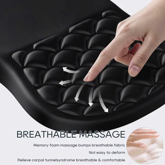 Alt view image 3 of 6 - Ergonomic Mouse Pad Wrist Support with Memory Foam&Non-Slip Pu Base Cushion Massage Bump,Mouse Pad with Wrist Rest for Carpal Tunnel Pain Relief,Work from Home Essentials
