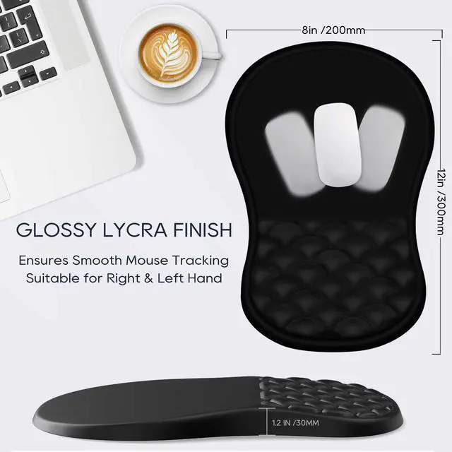 Alt view image 4 of 6 - Ergonomic Mouse Pad Wrist Support with Memory Foam&Non-Slip Pu Base Cushion Massage Bump,Mouse Pad with Wrist Rest for Carpal Tunnel Pain Relief,Work from Home Essentials