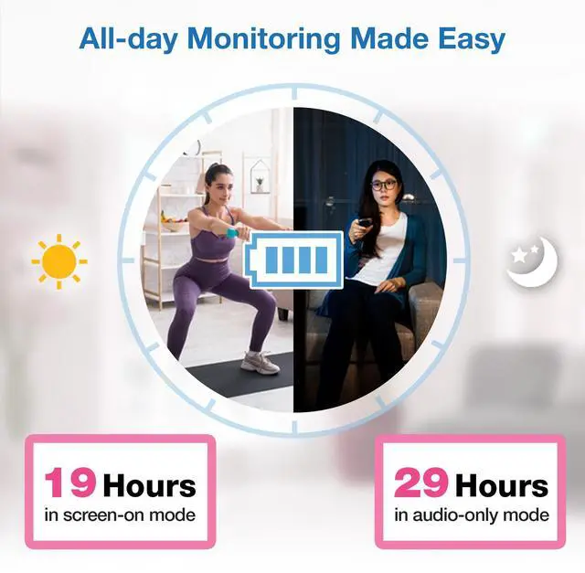 Alt view image 7 of 7 - VTech VM819 Baby Monitor with Camera and Audio, 2.8 Screen Portable Baby Camera, Night Vision, 2-Way Audio, Temperature Sensor and Lullabies, Secure Transmission No WiFi, Ideal for Baby/Elderly/Pet