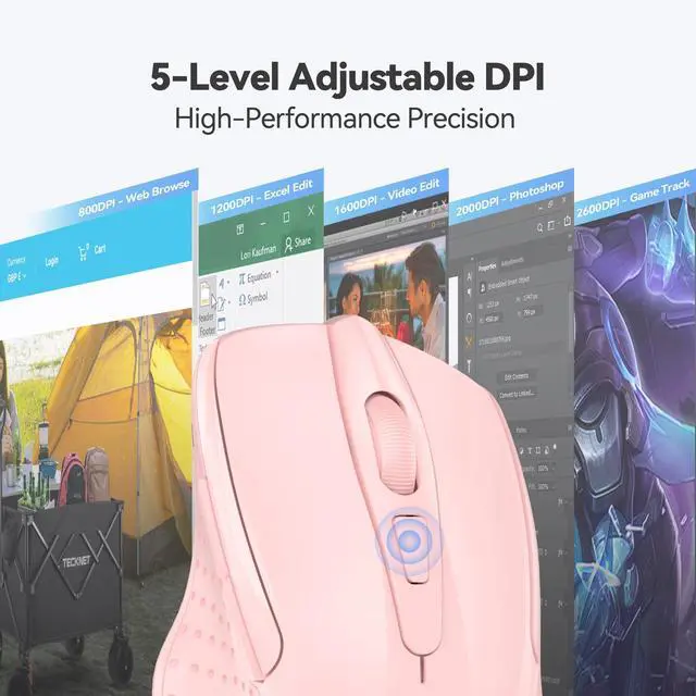 Alt view image 5 of 7 - TECKNET Wireless Mouse, 2.4G Ergonomic Optical Mouse, Computer Mouse for Laptop, PC, Computer, Chromebook, Notebook, 6 Buttons, 24 Months Battery Life, 4000 DPI, 6 Adjustment Levels