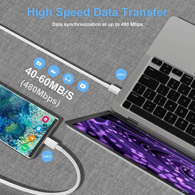 Alt view image 6 of 7 - USB C to USB C Charging Cable for Apple 2Pack 10ft, Long Type C to C Fast Charger Cord for iPhone 16 E/17/Air/15/Pro/Plus/Pro Max, for MacBook Pro/Air, for iPad Pro12.9/11in,Air 4/5,Mini 6/7 60W