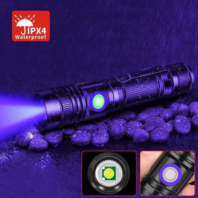 Alt view image 5 of 7 - UV 365nm Flashlight Blacklight Rechargeable USB, Wood's lamp Handheld Ultraviolet Black Light LED Portable, Pet Urine Detector, Resin Curing, Anti-Counterfeit, Fluorescent Detection
