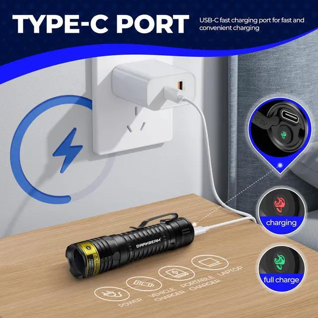 Alt view image 7 of 7 - DARKBEAM UV Flashlight 365nm Blacklight LED Black Light, Mini but Powerful Woods Lamp Rechargeable Ultraviolet Flashlights USB -C, Pet Cat Urine Detector, for Uranium Glass, Rock, Resin Curing