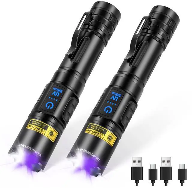Main image of DARKBEAM UV Flashlight Blacklight 395nm Black Light, High Lumens LED Flashlights USB Rechargeable Super Bright for Camping - Powerful Woods Lamp Pet Urine, Uranium Glass Detector, Resin Curing, 2 Pack