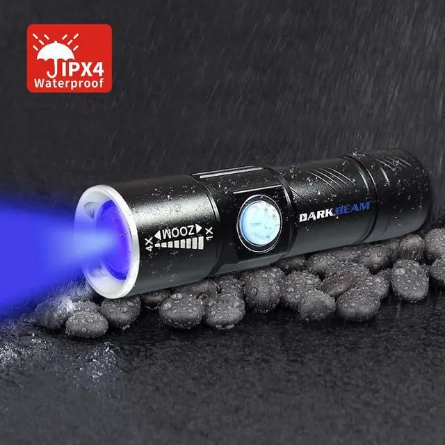 Alt view image 6 of 7 - DARKBEAM UV 365nm Flashlight USB Rechargeable Ultraviolet Light led Blacklight Wood's lamp Portable Mini Detector for Dog/Cat Urine Pet Stains, Anti-counterfeiting Identification, Resin Curing