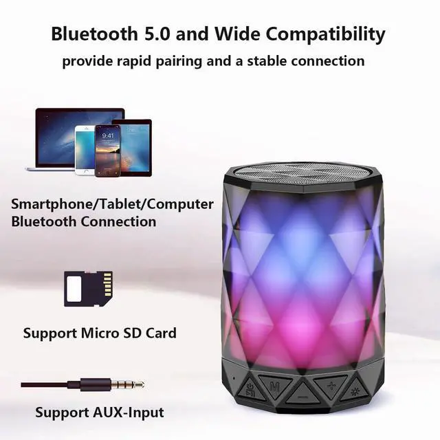 Alt view image 5 of 6 - LFS Portable Bluetooth Speakers, Night Light Waterproof, Lightweight Portable Speakers for Travel, Pool, Beach, Biking, Kayak, Gifts for Kids, Women