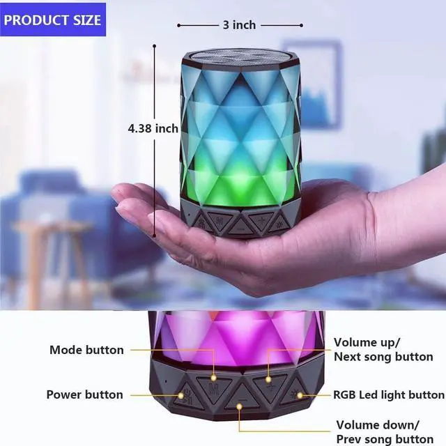 Alt view image 6 of 6 - LFS Portable Bluetooth Speakers, Night Light Waterproof, Lightweight Portable Speakers for Travel, Pool, Beach, Biking, Kayak, Gifts for Kids, Women