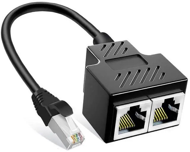 Main image of MVBOONE Ethernet Splitter 1 to 2 RJ45 Network Male to Female Adapter, Suitable Super Cat5-8, Cmpatible with ADSL/Hubs/TVs/Set-top Boxes/Routers/omputers (Only Support one Works at one time)