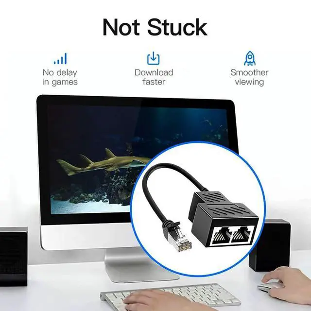 Alt view image 5 of 7 - MVBOONE Ethernet Splitter 1 to 2 RJ45 Network Male to Female Adapter, Suitable Super Cat5-8, Cmpatible with ADSL/Hubs/TVs/Set-top Boxes/Routers/omputers (Only Support one Works at one time)
