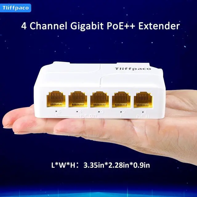 Alt view image 7 of 7 - Gigabit PoE Extender/Switch, 5-Port PoE Splitter Repeater, 90W Input with 30-60W Output, 1000Mbps, IEEE 802.3af/at/bt for IP/PTZ Cameras in Security Systems, IP Phones and AP Networks