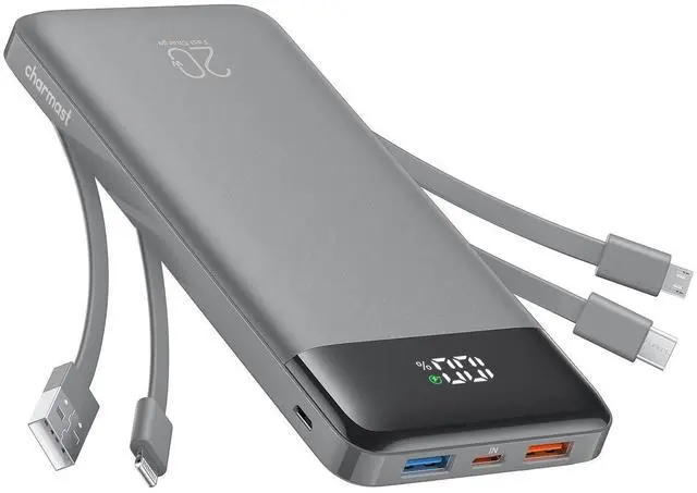 Main image of charmast 20000mAh Portable Charger with Built in Cables, 22.5W Travel Power Bank Fast Charging, USB C Cell Phone Battery Pack for iPhone 16/15/14/13/12/11 Series, iPad, Samsung, Android, Tablet