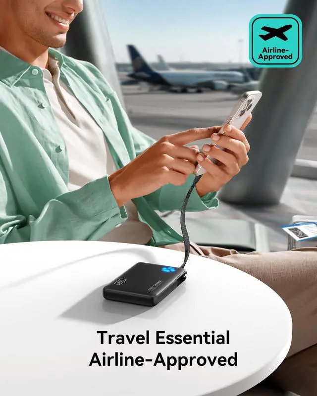 Alt view image 5 of 7 - INIU 45W Power Bank, Fast Charging Portable Charger with Built-in USB C Cable, 10000mAh Small Type C Powerbank, Battery Pack for iPhone 17 16 15 14, iPad, Samsung S25 S24 etc Travel Camping Essentials