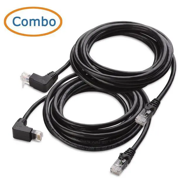 Alt view image 2 of 7 - Cable Matters 10Gbps Combo-Pack 90 Degree Cat 6 Ethernet Cable - 10ft, Cat6 Right Angle Ethernet Cable (Right Angle Up and Down Connectors)