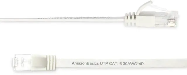 Alt view image 2 of 4 - Amazon Basics Cat 6 Ethernet RJ45 10Gbps Flat Cable 100 ft Outdoor&Indoor White Solid Patch Cord with Clips for Router, Modem, PS4/5, Xbox, Gaming, Computer Network for High Speed LAN Internet