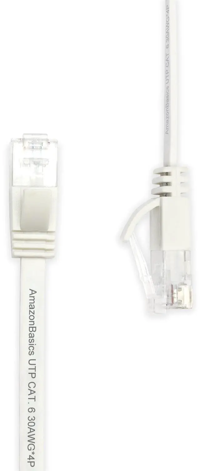 Alt view image 3 of 4 - Amazon Basics Cat 6 Ethernet RJ45 10Gbps Flat Cable 100 ft Outdoor&Indoor White Solid Patch Cord with Clips for Router, Modem, PS4/5, Xbox, Gaming, Computer Network for High Speed LAN Internet