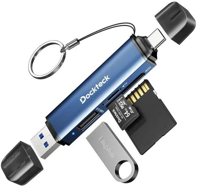 Main image of Dockteck SD Card Reader Adapter, 5G Super Speed USB3.0 SD/TF Card Reader, 3-Slot USB A/C to SD/Micro SD/USB A Memory Card Reader for UHS-I SD/Micro SD/SDHC/SDXC/MMC, with OTG for Plug&Play