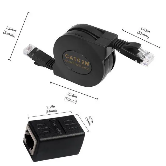 Alt view image 3 of 7 - Lrbners 6.6FT CAT6 Retractable Ethernet Cable with RJ45 Connector Port - High-Speed RJ45 Cable with Flexible Rubber Coating, 10Gbps Network Cable for Lag-Free Gaming, Streaming & Office Use 2-Pack