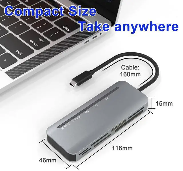Alt view image 7 of 7 - USB C Multi Card Reader, XD/MS/SD/TF/CF Type-C 5Gps High Speed 7-in-1 XD Picture Card Adapter for SDXC TF Micro SD CF MS MMC Card, Sony Memory Stick Pro Duo Adapter Read 5 Cards Simultaneously