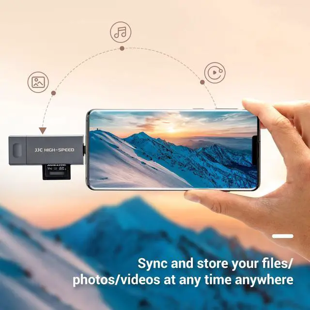 Alt view image 6 of 7 - JJC UHS-II SD Micro SD 4.0 Card Reader Adapter, 3-in-1 USB-A 3.1 USB-C 3.1 Micro USB 2.0 Connection Port, High Transfer Speed up to 312MB/s, Compatible with Computer, Laptop, OTG Enable Phone & Tablet