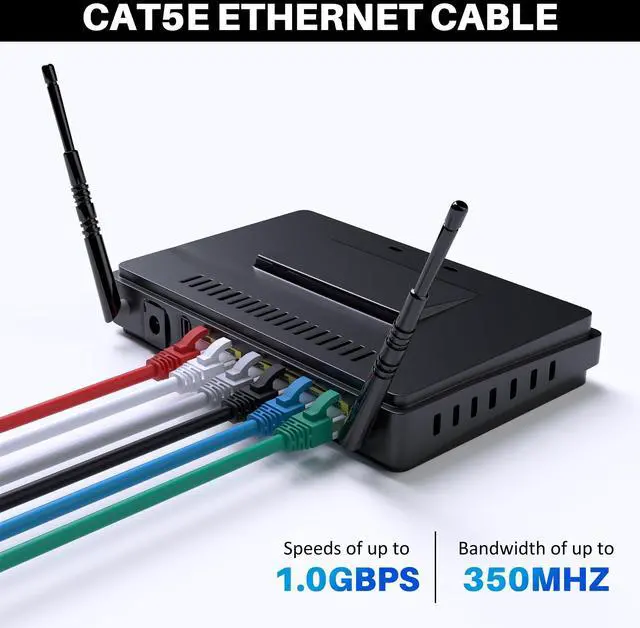 Alt view image 4 of 6 - Cat5e Ethernet Cable 25 FT, Long Cat 5e Internet Cable, Black Snagless Patch Cord, Flexible, Network, LAN, PoE, Standard RJ45 Connector for PC, Server, Router, Modem, TV, PS5 - with 15 Cable Ties