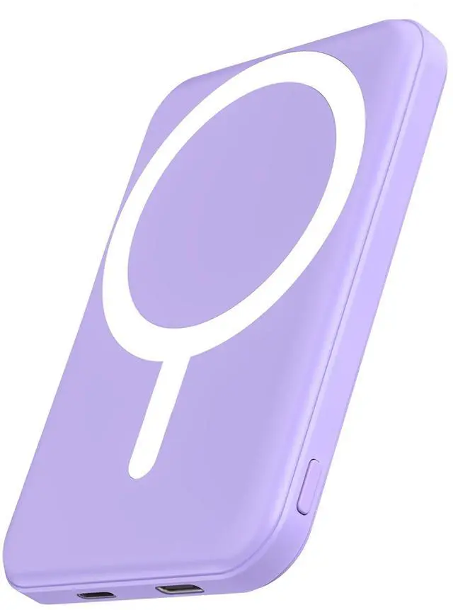Main image of podoru for Magsafe Battery Pack, 5000mAh Magnetic Power Bank with Type-C Cable 20W PD Fast Charging Lighting Input Wireless Portable Charger for iPhone iPhone 17/16/15/14/13/12/ All Series-Purple