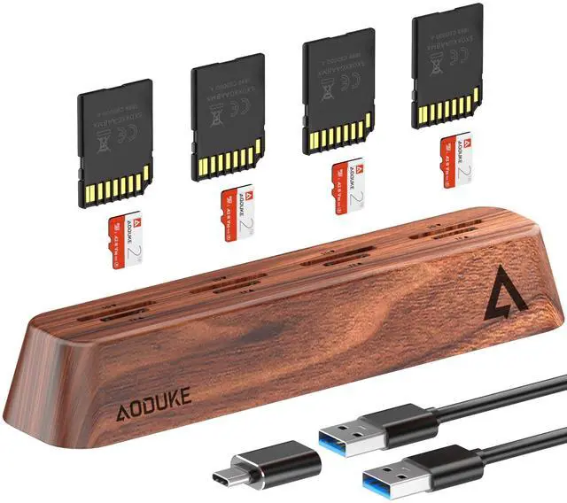 Main image of AODUKE 8-Port USB 3.0 SD Card Reader, Walnut Wood Design 5Gbps Data, Simultaneous Support to Micro SD/TF3.0 and SD3.0 Card Read and Write (Compatible UHS-I/II Card)-AST43M