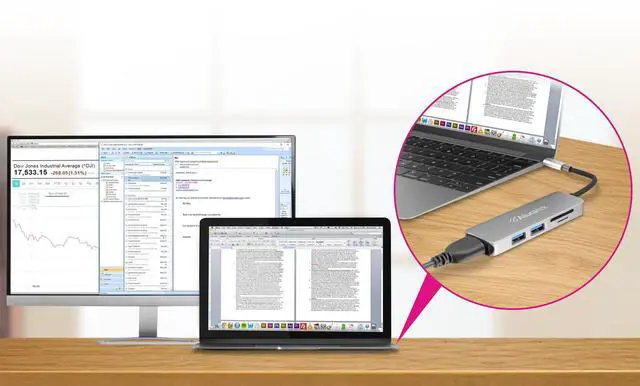 Alt view image 5 of 5 - Aluratek USB Type-C Hub & Micro/SD Card Reader AUMC0302F 4-in-1 Multiport Adapter with 4K HDMI, 3 USB 3.0 Ports, Powered USB, Dongle - High-Speed Data Transfer & Charging for MacBook/Dell/HP/Surface