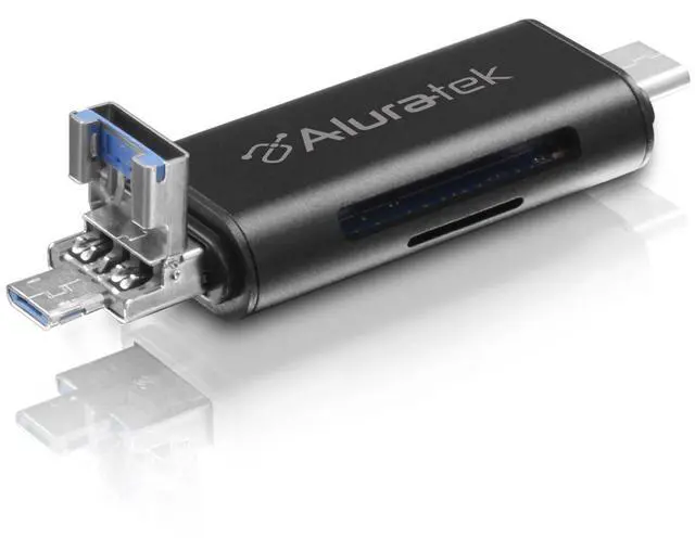 Main image of Aluratek USB-C and USB 3.1 SD & MicroSD Card Reader, 2-in-1 Memory Card Reader with Dual Connectors, Compatible with Laptop, PC, MacBook, and Other USB Devices - AUCRC300F