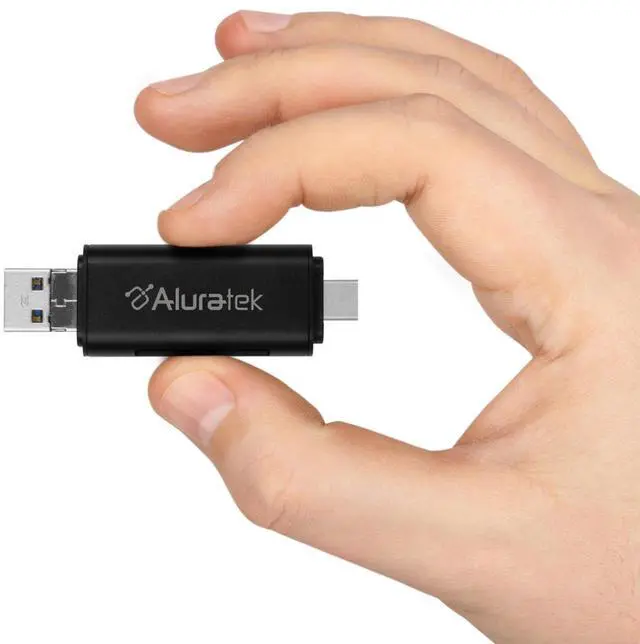 Alt view image 2 of 7 - Aluratek USB-C and USB 3.1 SD & MicroSD Card Reader, 2-in-1 Memory Card Reader with Dual Connectors, Compatible with Laptop, PC, MacBook, and Other USB Devices - AUCRC300F