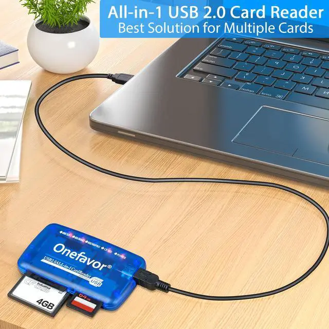 Alt view image 3 of 7 - Onefavor SmartMedia Cards Reader Writer, All-in-1 USB Universal Multi Card Adapter Slim Hub Read Smart Media SD, XD, CF, MMC, MS Pro Duo, Camera Flash Memory Cards Reader for Windows, Mac, Linux