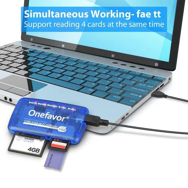 Alt view image 5 of 7 - Onefavor SmartMedia Cards Reader Writer, All-in-1 USB Universal Multi Card Adapter Slim Hub Read Smart Media SD, XD, CF, MMC, MS Pro Duo, Camera Flash Memory Cards Reader for Windows, Mac, Linux
