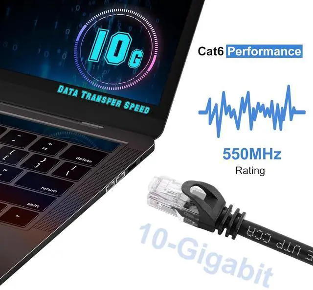 Alt view image 4 of 7 - AvesView CAT 6 Ethernet Cable 100 FT, Indoor High-Speed 10Gbps Snagless Long CAT6 100ft Ethernet Cable for Internet, Router, Modem, Computer, PlayStation, Xbox, POE Camera, Printer (Black, 100 Feet)