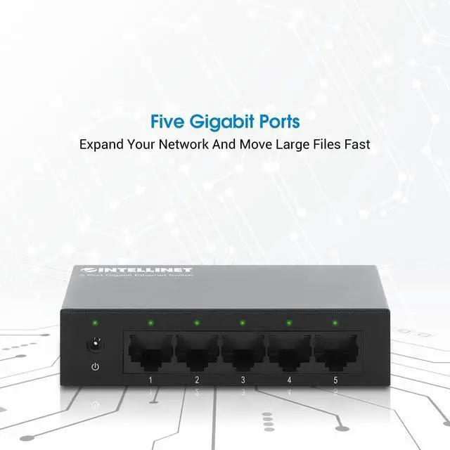 Alt view image 2 of 7 - 5-Port Gigabit Ethernet Network Switch, Ethernet Splitter - Unmanaged | Plug & Play | Auto Traffic Optimization | Fanless Metal Housing - for Computer Networking Hub, Desktop 530378