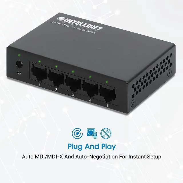 Alt view image 3 of 7 - 5-Port Gigabit Ethernet Network Switch, Ethernet Splitter - Unmanaged | Plug & Play | Auto Traffic Optimization | Fanless Metal Housing - for Computer Networking Hub, Desktop 530378