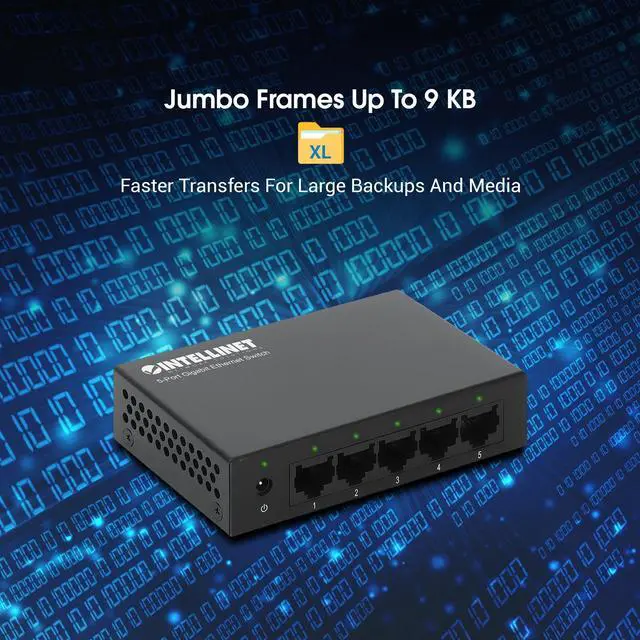 Alt view image 6 of 7 - 5-Port Gigabit Ethernet Network Switch, Ethernet Splitter - Unmanaged | Plug & Play | Auto Traffic Optimization | Fanless Metal Housing - for Computer Networking Hub, Desktop 530378
