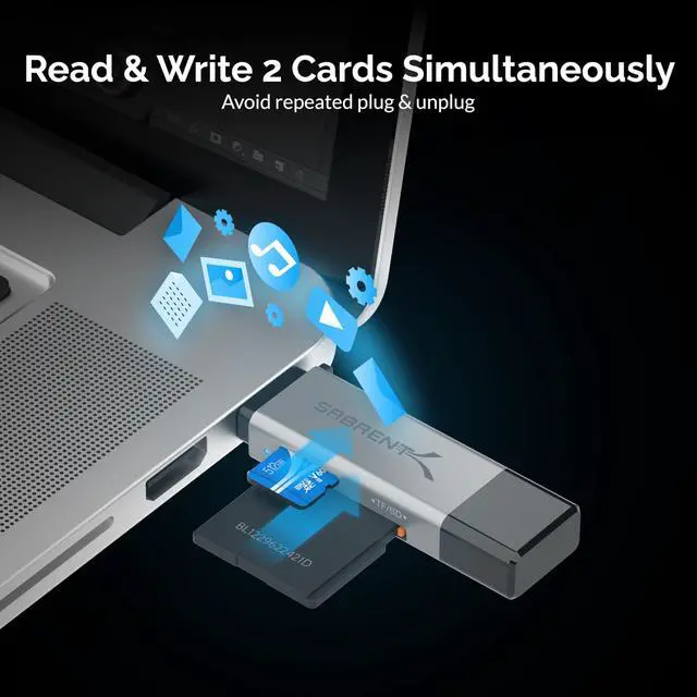 Alt view image 2 of 7 - USB-C & USB-A SD/Micro SD Card Reader, USB 3.0 (CR-BCA2)
