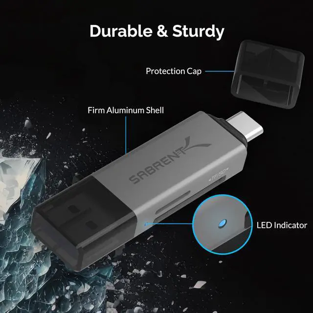 Alt view image 6 of 7 - USB-C & USB-A SD/Micro SD Card Reader, USB 3.0 (CR-BCA2)