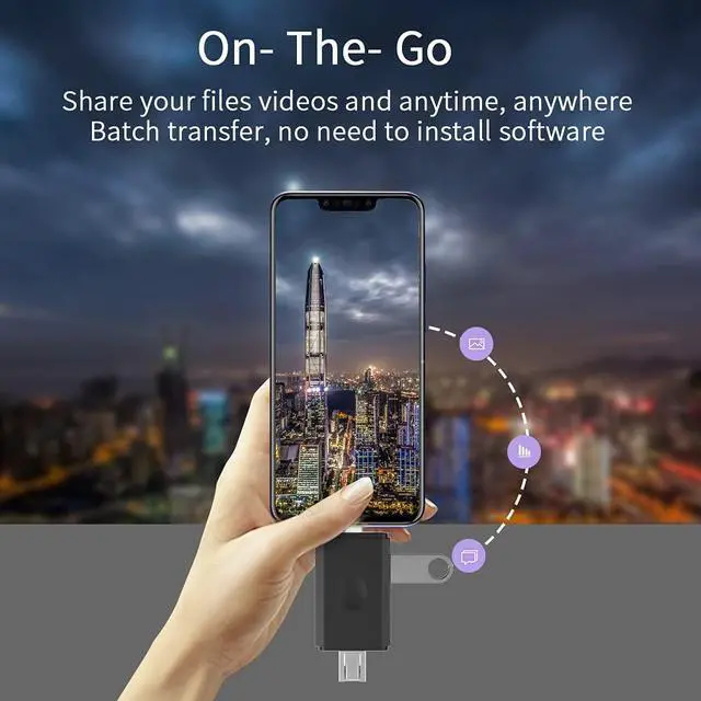 Alt view image 6 of 7 - 3-in-1 Micro USB to USB Type-C OTG Adapter and Portable Memory Card Reader for SDXC, SDHC, SD, MMC, Micro SDXC, Micro SD, Micro SDHC and UHS-I Cards