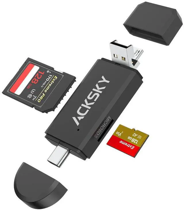 Main image of ACKSKY 3-in-1 SD Card Reader-Type-C/USB-A/Micro USB, Dual Slot Memory Card Reader for MacBook/PC/Android/Phone/Camera/Laptop/Galaxy/Chromebook, Micro SD Card Adapter Supports SD/SDHC/SDXC/MMC