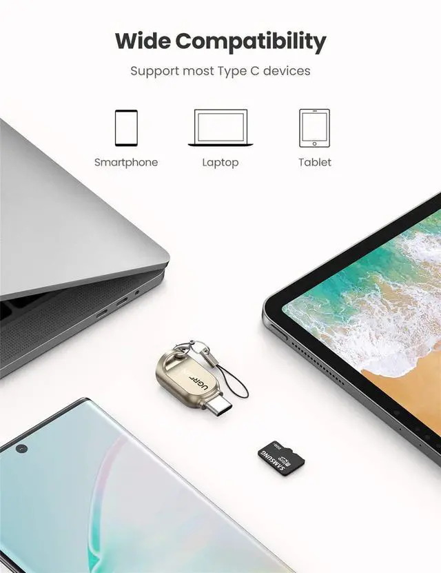 Alt view image 5 of 7 - UGREEN USB C Micro SD Card Reader, Type C to Micro SD Card Adapter with Zinc Alloy External, Portable SD Card Reader USB C for TF Micro SDHC SDXC, Compatible with Samsung/Mac/iPad Pro/iPhone 15 16