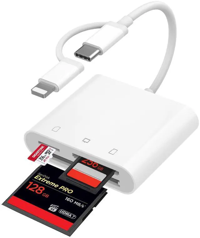 Main image of USB C SD Card Reader for iPhone 16/14/iPad, 3-Slot USB Type C to CF/SD/MicroSD Adapter Supports Compact Flash/SD/MicroSD 3 Slot, Compatible with Phone/Android/Laptop, Plug&Play